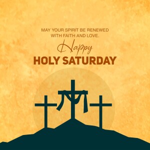 Holy Saturday image with crosses and a sunrise