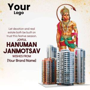 Hanuman Janmotsav wishes with a real estate theme