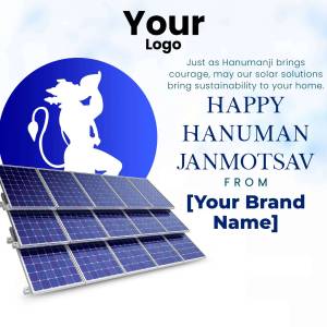 Hanuman Janmotsav greeting with solar panels and brand logo