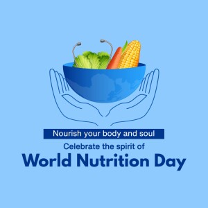 Hands holding a bowl of fresh vegetables with text celebrating World Nutrition Day.