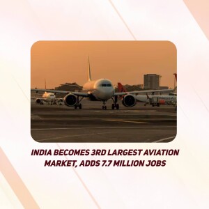 Airplane on the tarmac with text overlay stating India's aviation market growth.