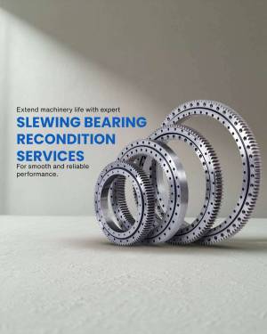 Image of slewing bearings with text promoting reconditioning services.