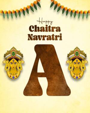 Chaitra Navratri greeting with Goddess Durga and the letter A