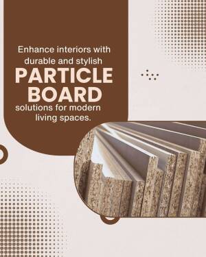 Advertisement for durable and stylish particle board solutions