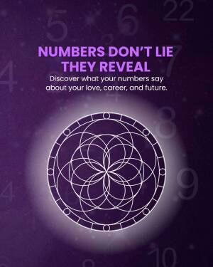 Numerology chart with numbers and a flower of life symbol