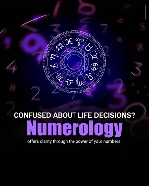 Numerology chart with numbers and zodiac symbols, promoting clarity in life decisions.