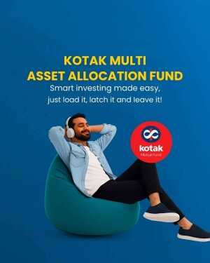 Man relaxing with headphones promoting Kotak Multi Asset Allocation Fund
