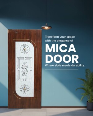 Elegant brown door with floral design against a teal wall