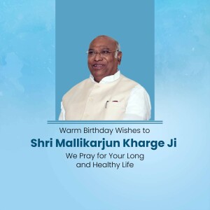 Portrait of Mallikarjun Kharge with birthday greetings