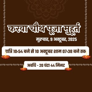 Karwa Chauth Puja Muhurat graphic with time details