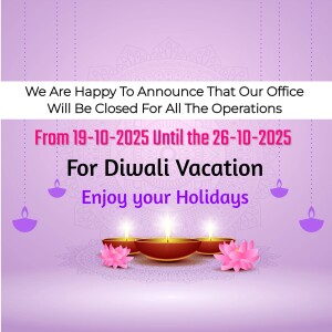 Announcement of office closure for Diwali vacation from October 29th to November 5th, 2024
