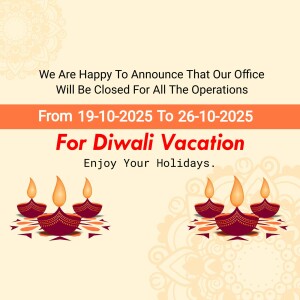 Announcement of office closure for Diwali vacation from October 29th to November 5th, 2024
