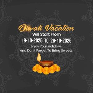 Diwali vacation dates announcement with diya and flowers