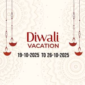 Diwali vacation dates announcement with traditional oil lamps and patterns