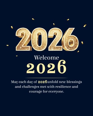Golden glitter text '2024' with a welcome message
