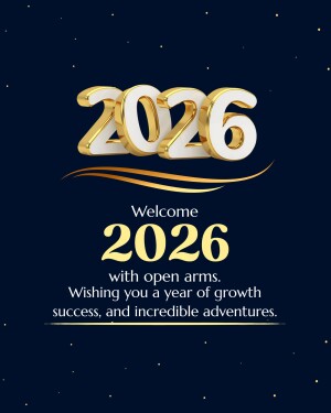 Golden 2024 with a snowflake and welcome message