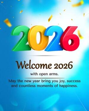 Golden 2024 text with confetti and a welcome message