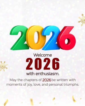 Golden 2024 text with confetti and a welcoming message