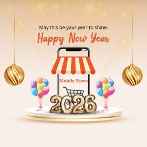 Happy New Year Mobile Store Sale 2025 Template For Twitter