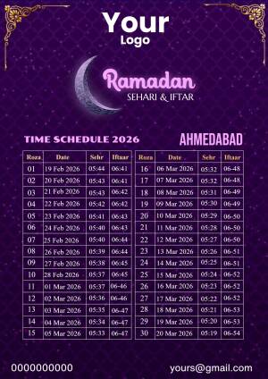 Ramadan 2025 Sehari and Iftar time schedule for Ahmedabad, India