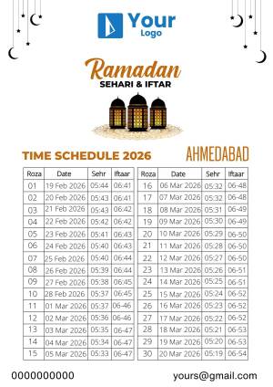 Ramadan 2025 Time Table for Bareilly with Lanterns and Dates
