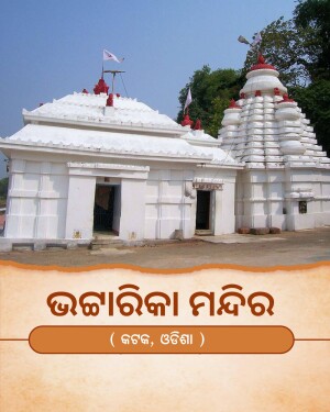 The white exterior of the historic Bhattarika Temple in Odisha under a clear blue sky