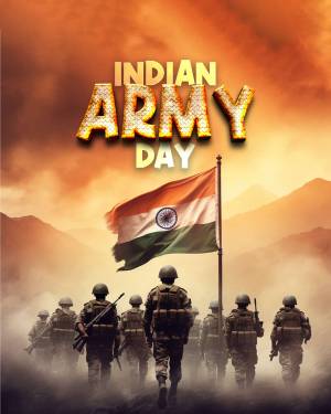Indian Army Day celebration with flag and soldiers