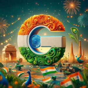 Letter 'G' decorated with Indian Independence Day elements