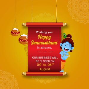 Happy Janmashtami Business Holiday Notice Banner For Threads