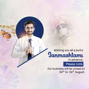Janmashtami Business Holiday Announcement Promotional Banner For Pinterest
