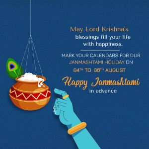 Janmashtami Holiday Announcement Business Poster For Threads