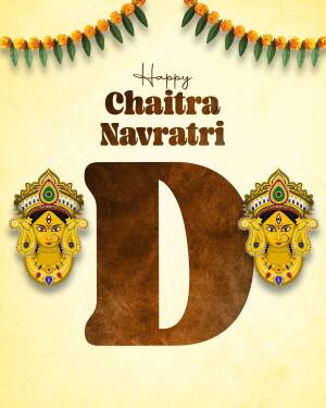 Chaitra Navratri greeting with Goddess Durga and the letter 'D'