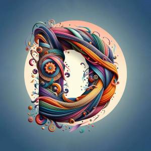 Abstract letter D made of colorful ribbons and swirls