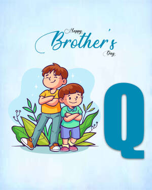 Illustration of two brothers with a large letter Q