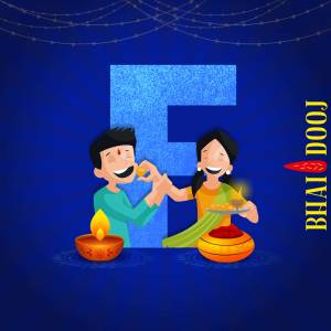 Illustration of a brother and sister celebrating Bhai Dooj