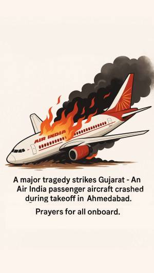Air India Plane Crash Illustration Marketing Image For Instagram