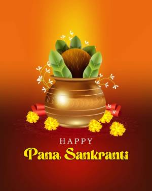Pana Sankranti celebration with pot and flowers