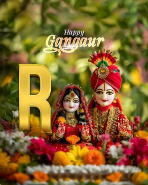 Gangaur festival celebration with idols of Gauri and Shiva