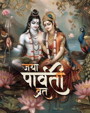 Image of Lord Shiva and Goddess Parvati in a devotional setting