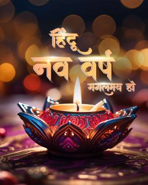 Diya lit during Hindu New Year celebration