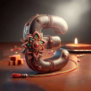A decorative letter 'G' inspired by Indian art and culture, featuring floral patterns and warm lighting.