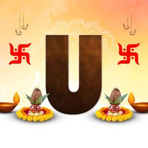Letter U with Diwali decorations