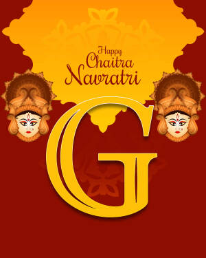 Chaitra Navratri greeting with Goddess Durga and a large letter G