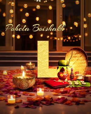 Pohela Boishakh, Bengali New Year, traditional setup with letter 'L' and festive decorations