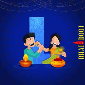 Illustration of a brother and sister celebrating Bhai Dooj