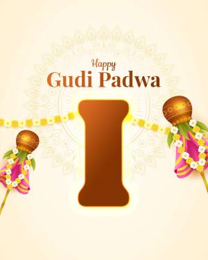 Gudi Padwa celebration with traditional decorations and text