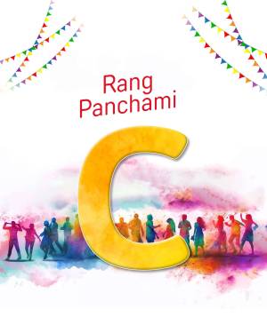 Rang Panchami festival with colorful people and letter C