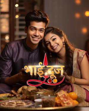 Brother and sister celebrating Bhai Dooj with traditional rituals and sweets.