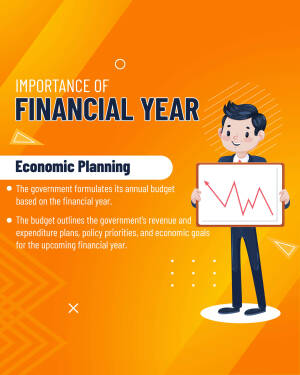 Illustration depicting the importance of the financial year with a man holding a graph.