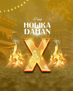 Holika Dahan celebration with a large 'X' symbol and bonfire